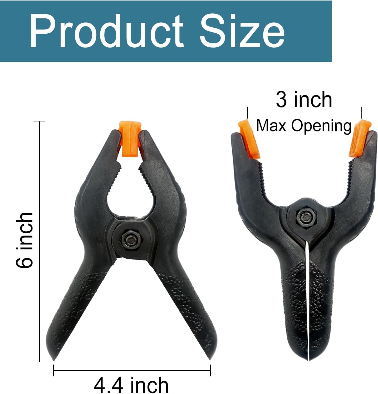 8 Pack 6 Inch Plastic Spring Clamps, Big Clips Heavy Duty, Large Spring Clamps for Woodworking, Backdrop Stand, Crafts, Photography, Banner, Balloon Arch Garland Clips, Strong Clamp with Soft Tips