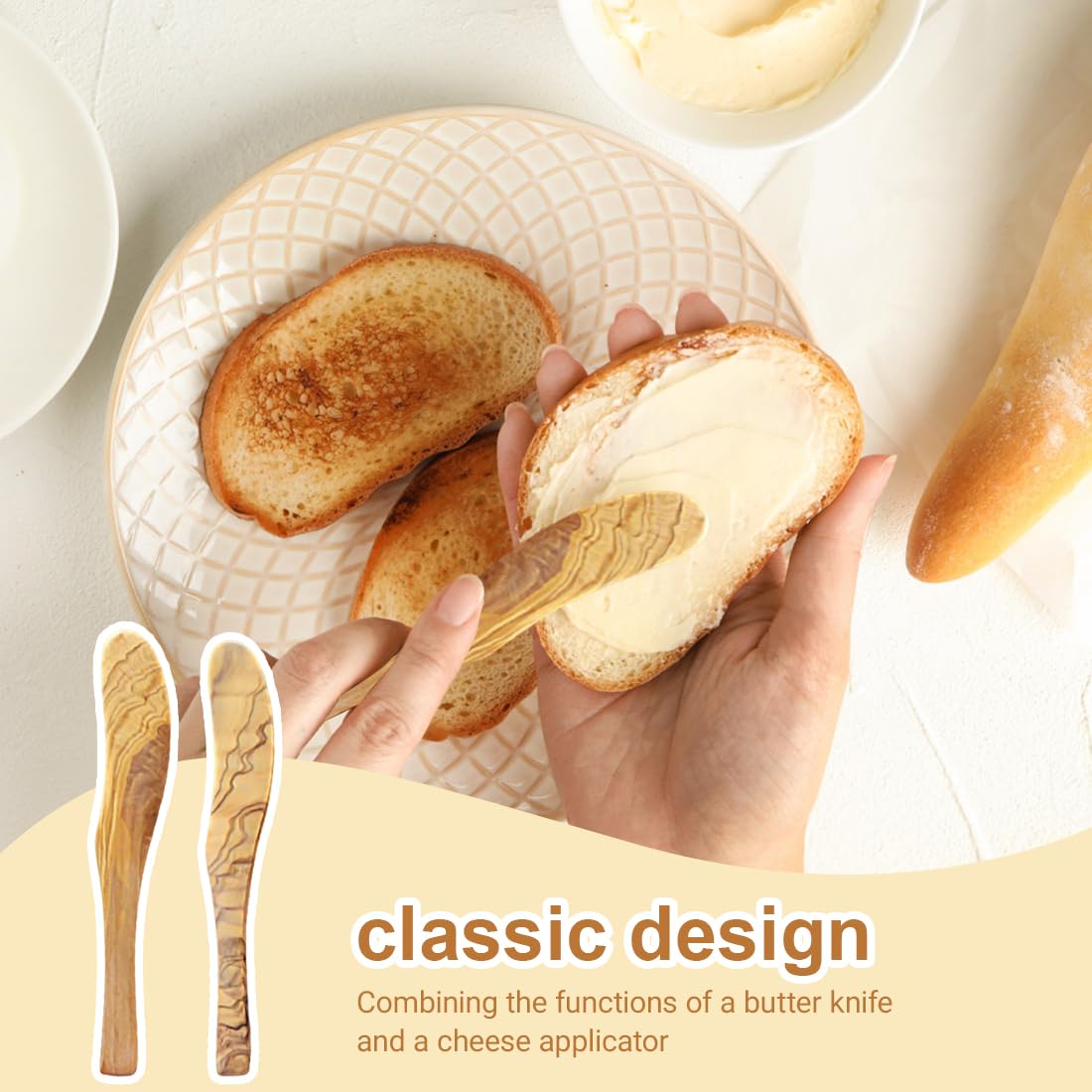 GXGM 2 Pcs Cortador de Mantequilla de Madera,Cuchillos de Madera para Untar Queso,Multifunción,Cuchillos de Mesa de Madera,Queso Untar,Adecuado para Untar Mantequilla,Mantequilla de Cacahuete
