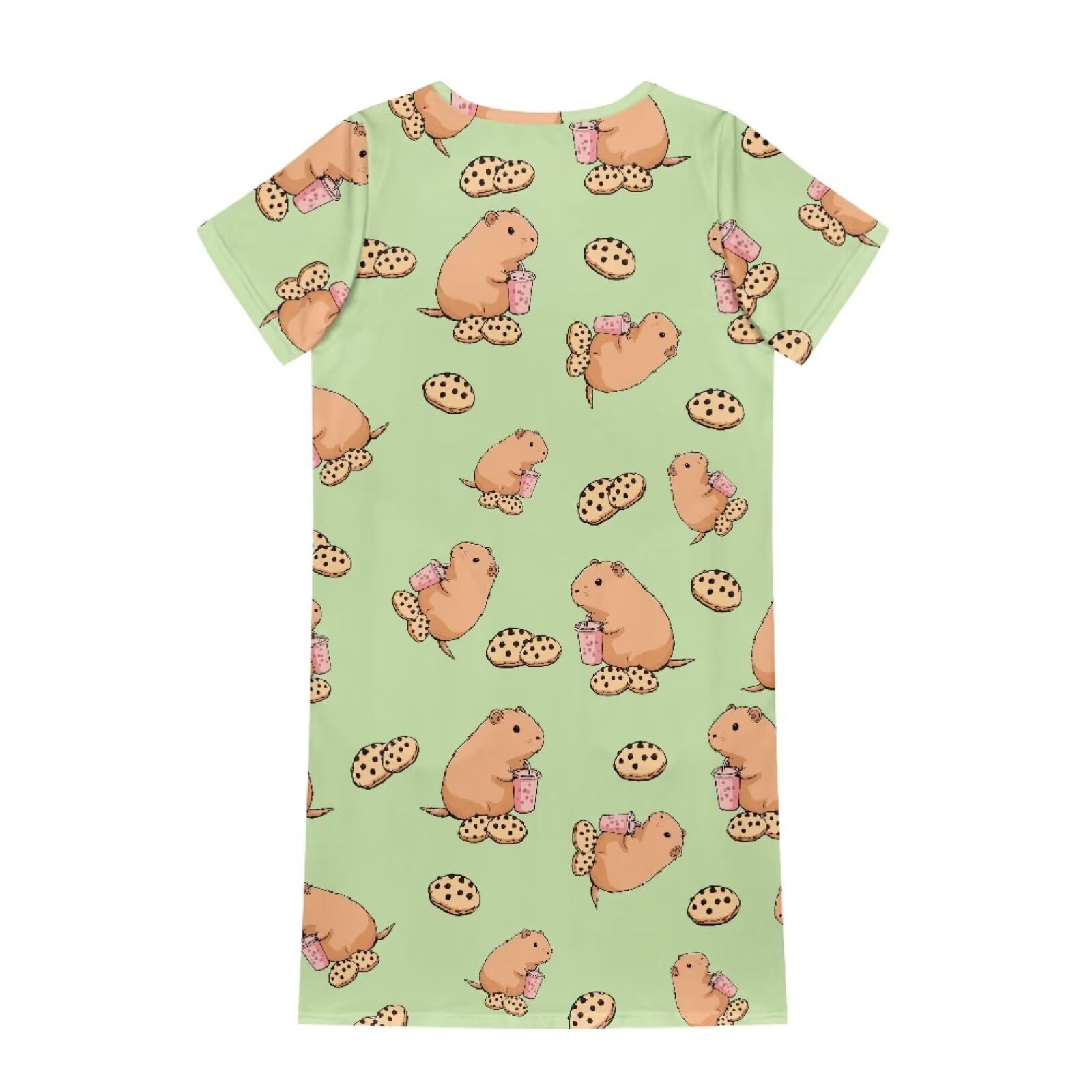 Camicia da notte estiva a maniche corte per ragazze, camicia da notte carina per bambini 5-14 anni