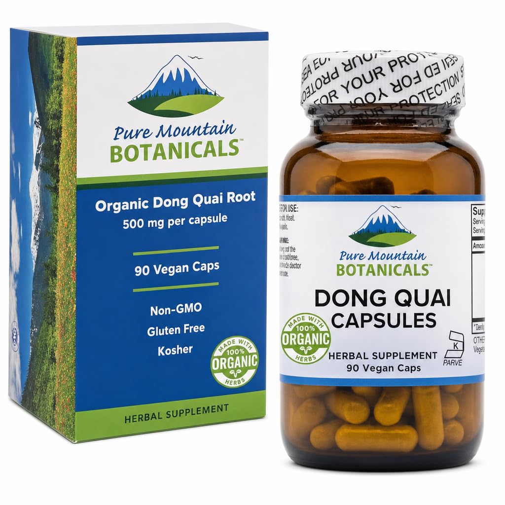 Pure Mountain Botanicals Dong Quai Capsules - 90 Kosher Vegan Caps with 500mg Organic Dong Quai Root Supplement for Women - Dang GUI Herb - Non-GMO Gluten-Free — Amazon image 9