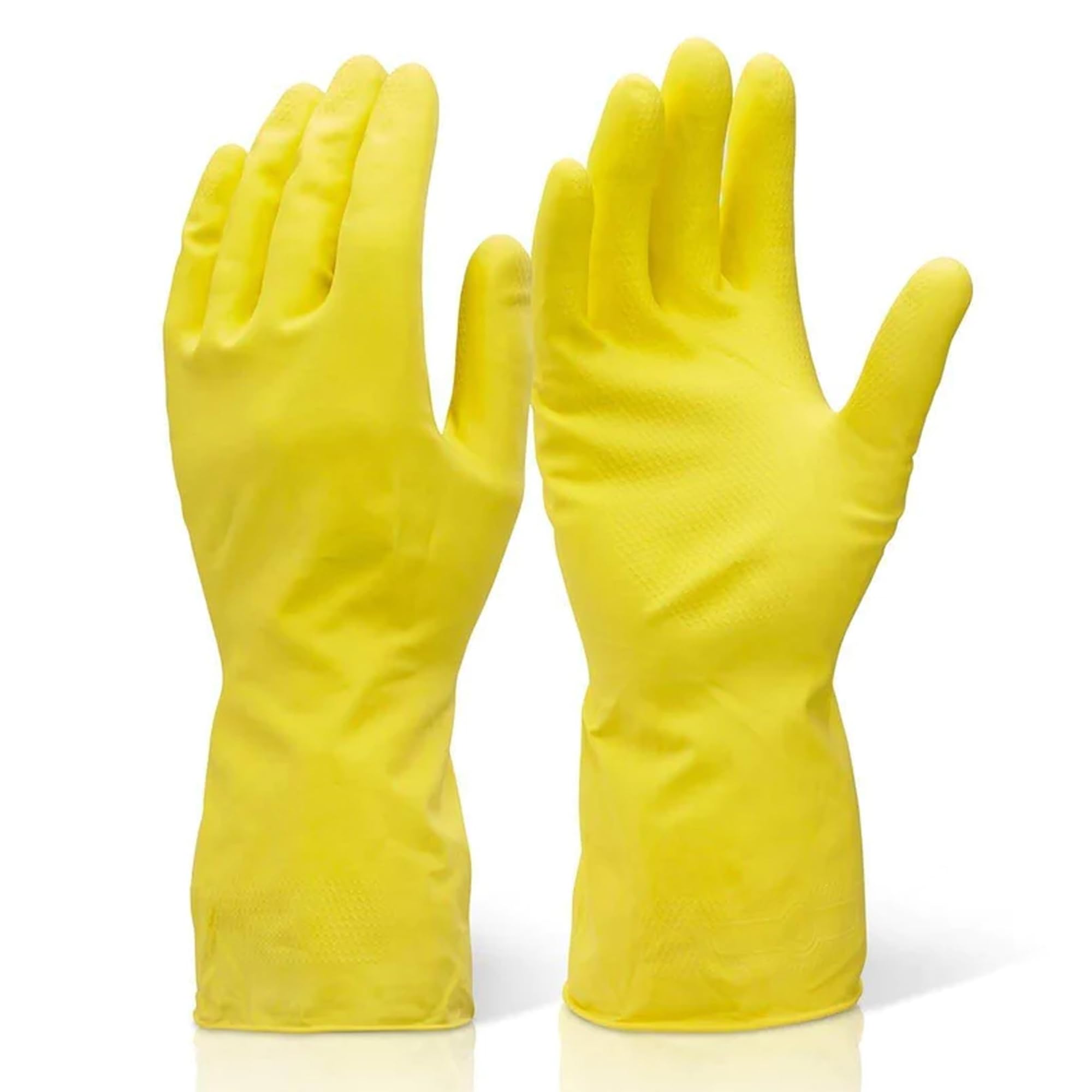 HOMEPRO Better Value for Better Living Cleaning Gloves Large Reusable Dishwashing Gloves Rubber Hand, Yellow Gloves, Stretchable Gloves Washing Cleaning Kitchen Long Dish Glove Household(YELLOW)