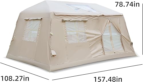 Miniatura 9 de Tienda de campaña inflable con toldo, tienda inflable con bomba manual, fácil de instalar tiendas inflables para 4 estaciones, carpas impermeables