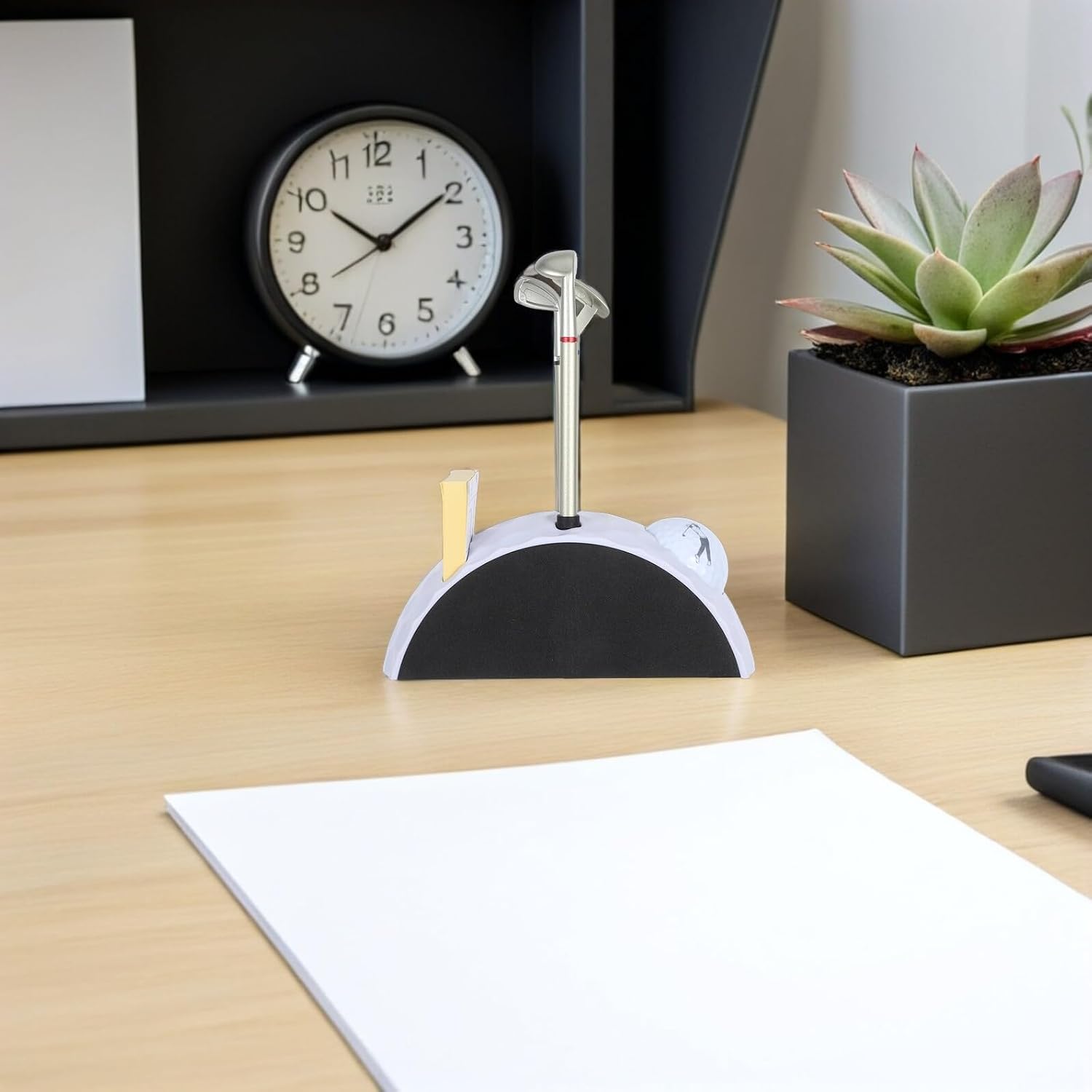 Golf Pen Holder Rotating 360° White Desktop Golf Statue Decor for Office and Father’s Day