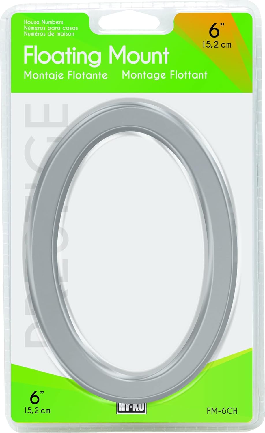 HY-KO Products FM-4CH/9 4 Inch Chrome Floating Mount House Number 9 (Nine), Silver