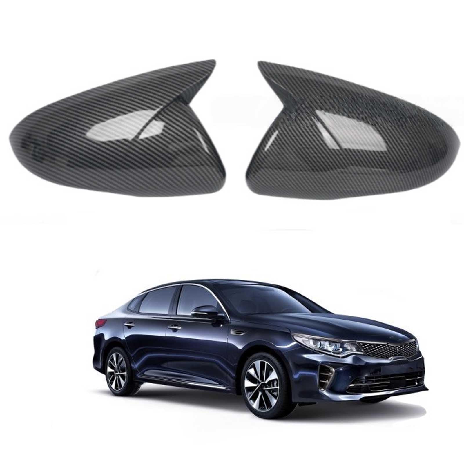 PAPEP Door Mirror Cover Caps for Kia K5 2016-2019, Left Right Side Wing Rearview Mirror Cover Lid 2 Pieces Exterior Styling Accessory,Carbon fiber texture