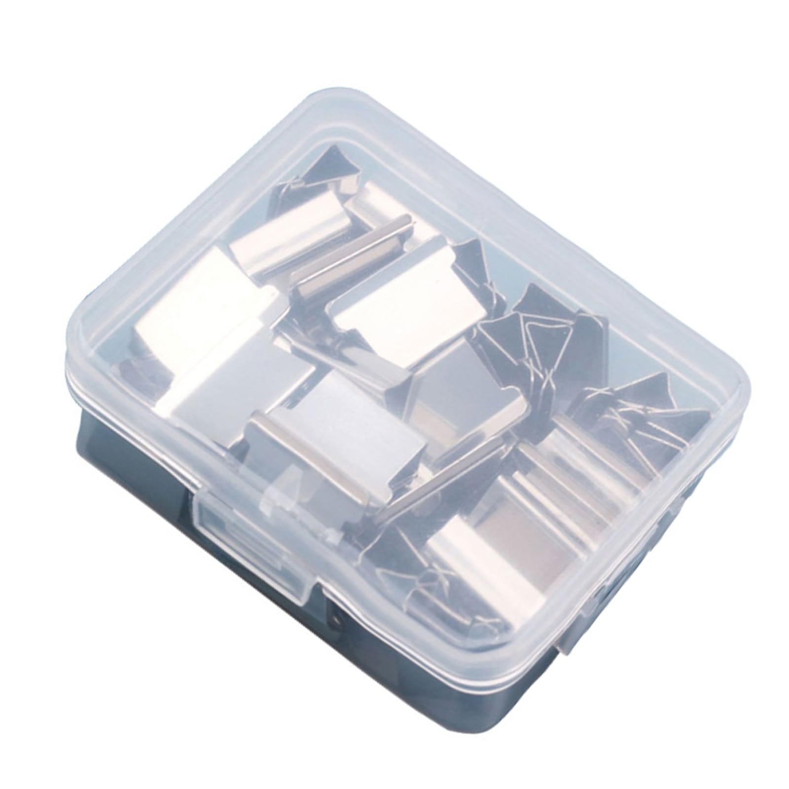 NIHUIFA Handheld Paper Clip Clamp Dispenser, 40-50 Sheets Capacity, No Damage Binding, Reusable Metal Paper Clamps, Transparent White, 1.33 inches, 3.4 x 12.5 cm, Modern