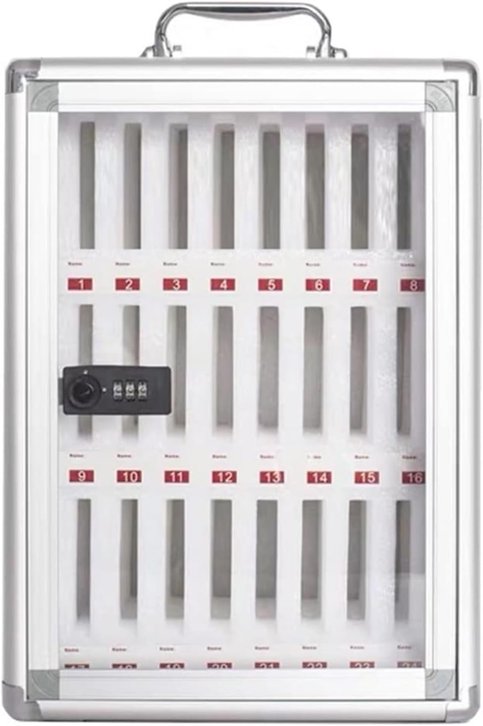Mobile Phone Storage Box Transparent Acrylic Mobile Phone Security Locker with Key,Aluminum Alloy Cell Phone Locker Cabinet with 24 Slots, Secure Mobile Storage Box, Multifunctional Locking