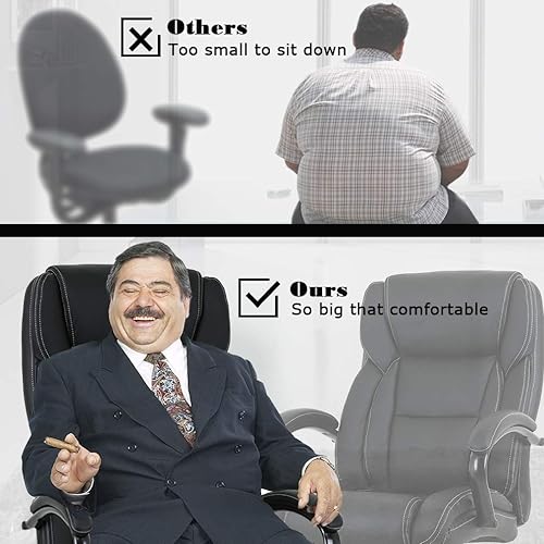 Miniatura 8 de Silla de oficina ejecutiva grande y alta, resistente, 500 libras, silla de escritorio para computadora, ergonómica, respaldo alto, silla giratoria