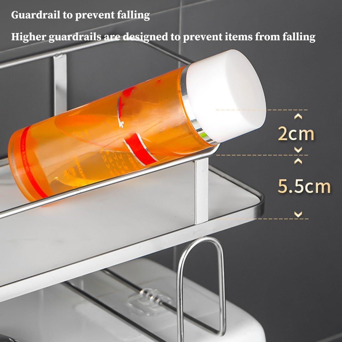 Bathroom Over The Toilet Storage Shelf, Silver Bathroom Organizer Over Toilet, Above Toilet Storage With Non-Trace Adhesive, Over Toilet Organizer For Restroom Laundry ( Color : /Silver , Size : 2-Ti