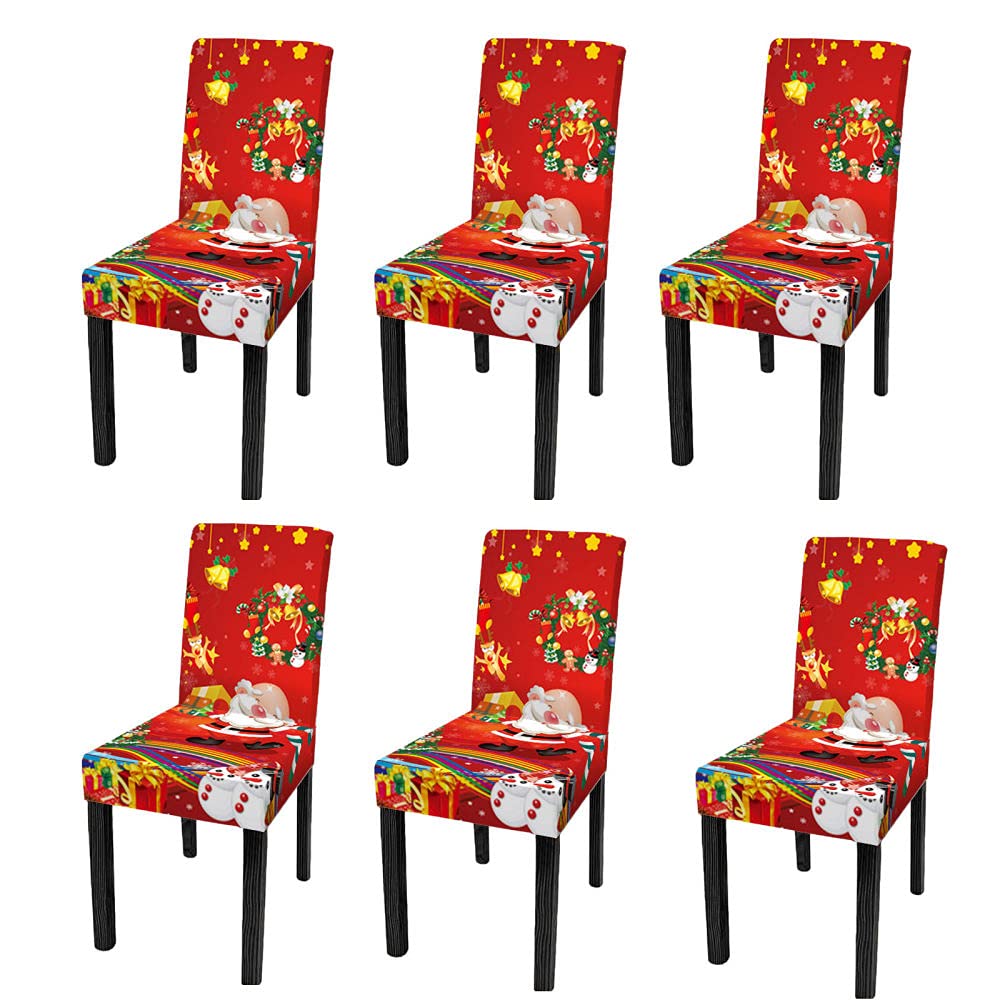 Housses de chaise extensibles et lavables à motif guirlande Noël
