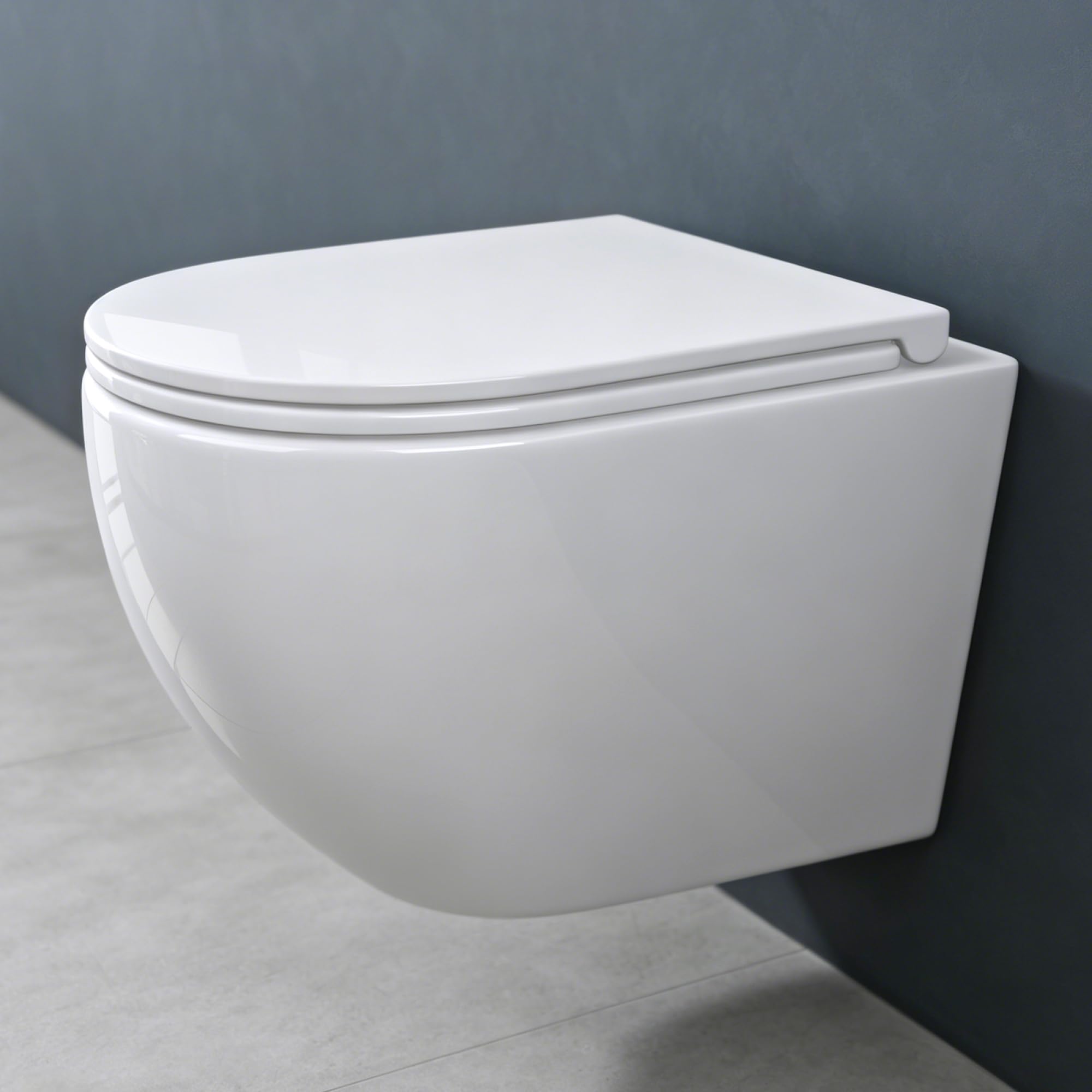 doporro Hänge WC mit Bidet Funktion, weiß Toilette Tiefspüler, Wand WC Spülrandlos mit Absenkautomatik, leises und sparsames Spülsystem 3/4,5 l, 50 x 36 x 36 cm, Aachen179 neu