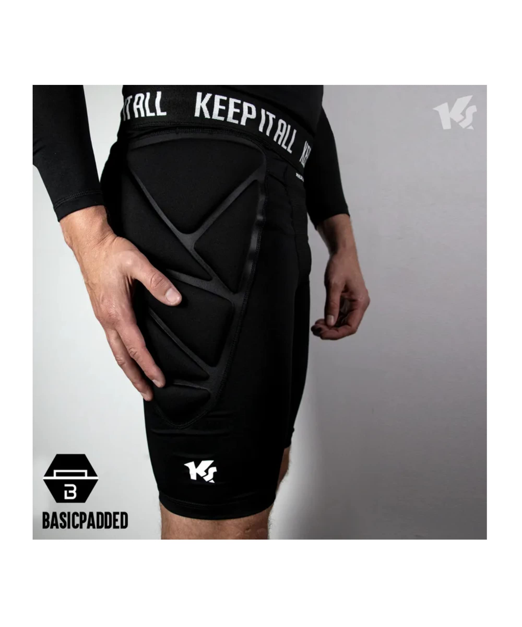 KEEPERsport - Sous-vêtement rembourré pour gardien de but - Short de protection court pour gardien Underwear - Taille M-XXL - noir