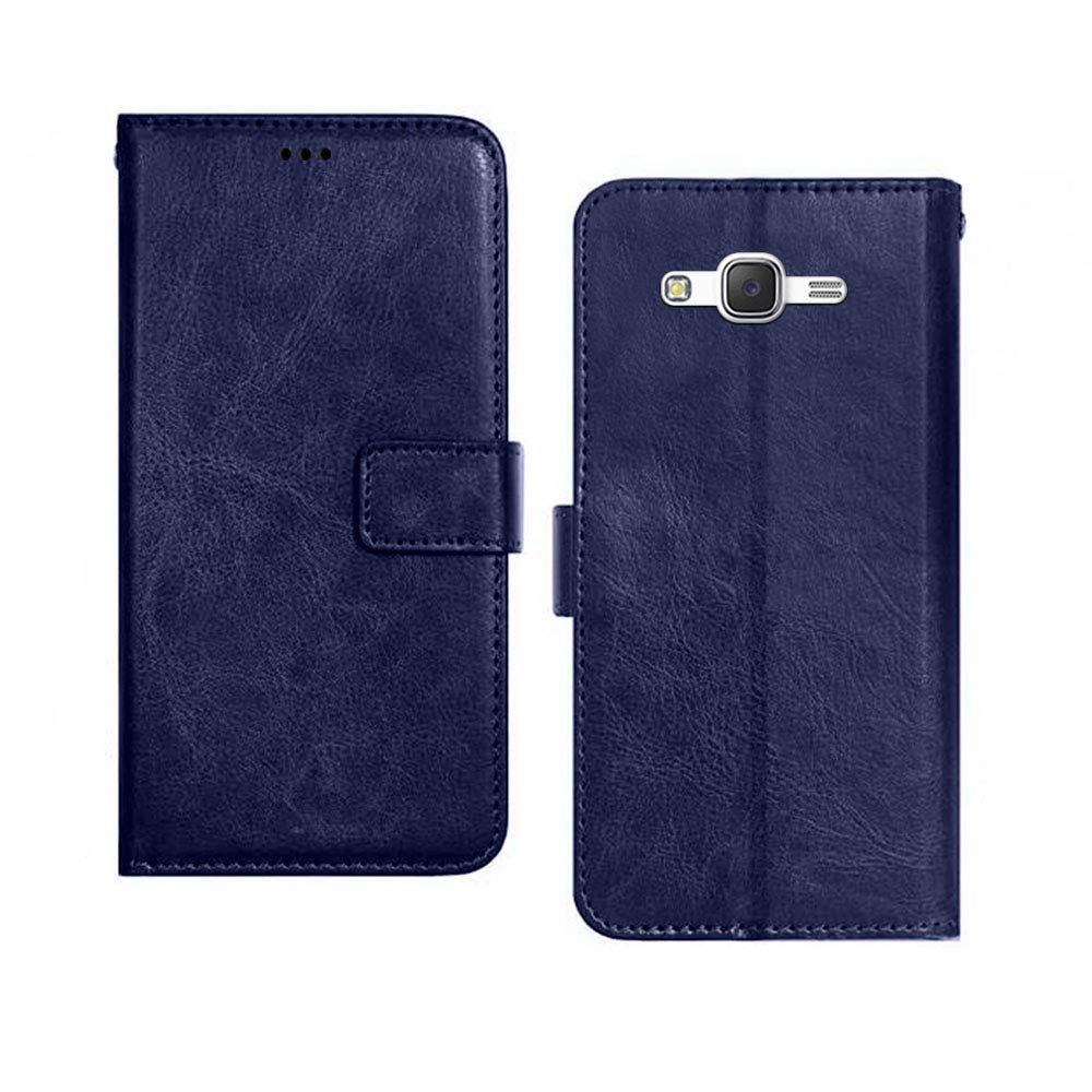 Inktree Samsung Galaxy J5 2015 Case | Premium Leather Finish | with Card Pockets | Wallet Stand |Complete Protection Cover for Samsung Galaxy J5 2015 - Blue
