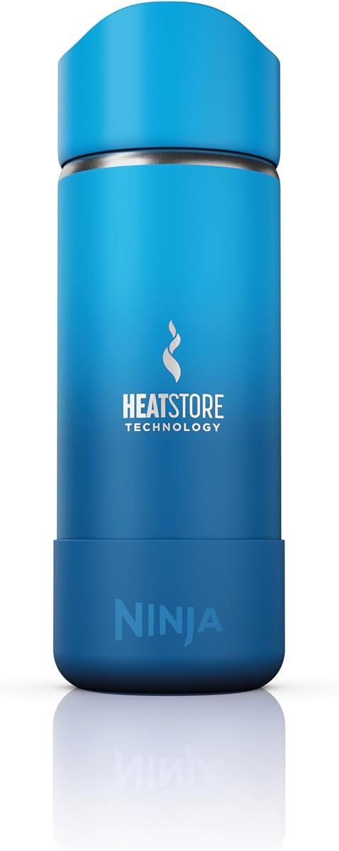 Ninja, taza de viaje, Sip Perfect 16oz, lleva bebidas calientes a temperatura potable en minutos, acero inoxidable, a prueba de fugas, apto para lavavajillas, metal, vaso aislado, azul tropical, DW1603SB