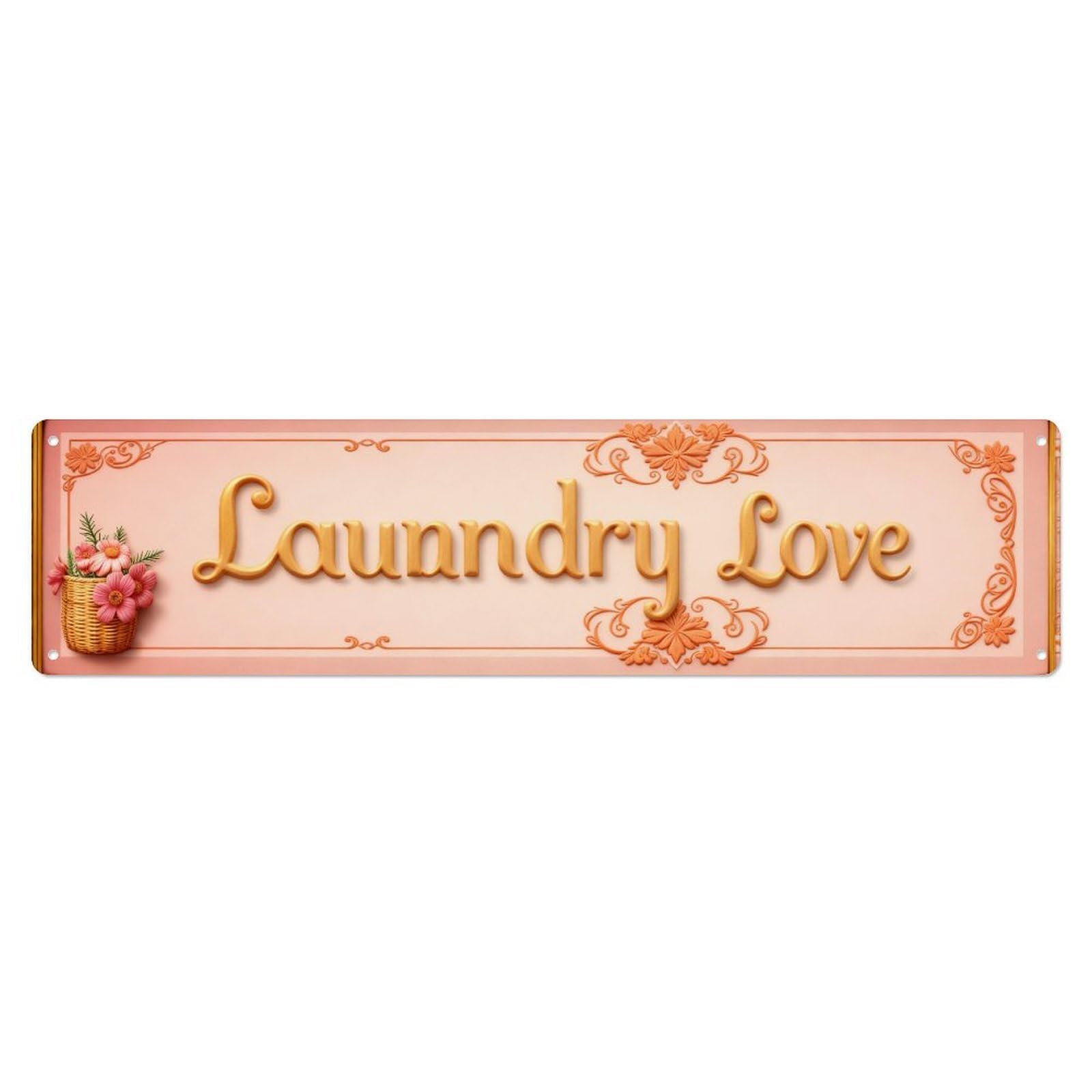 Floral Basket Decorative Text Metal Tin Sign Plaque