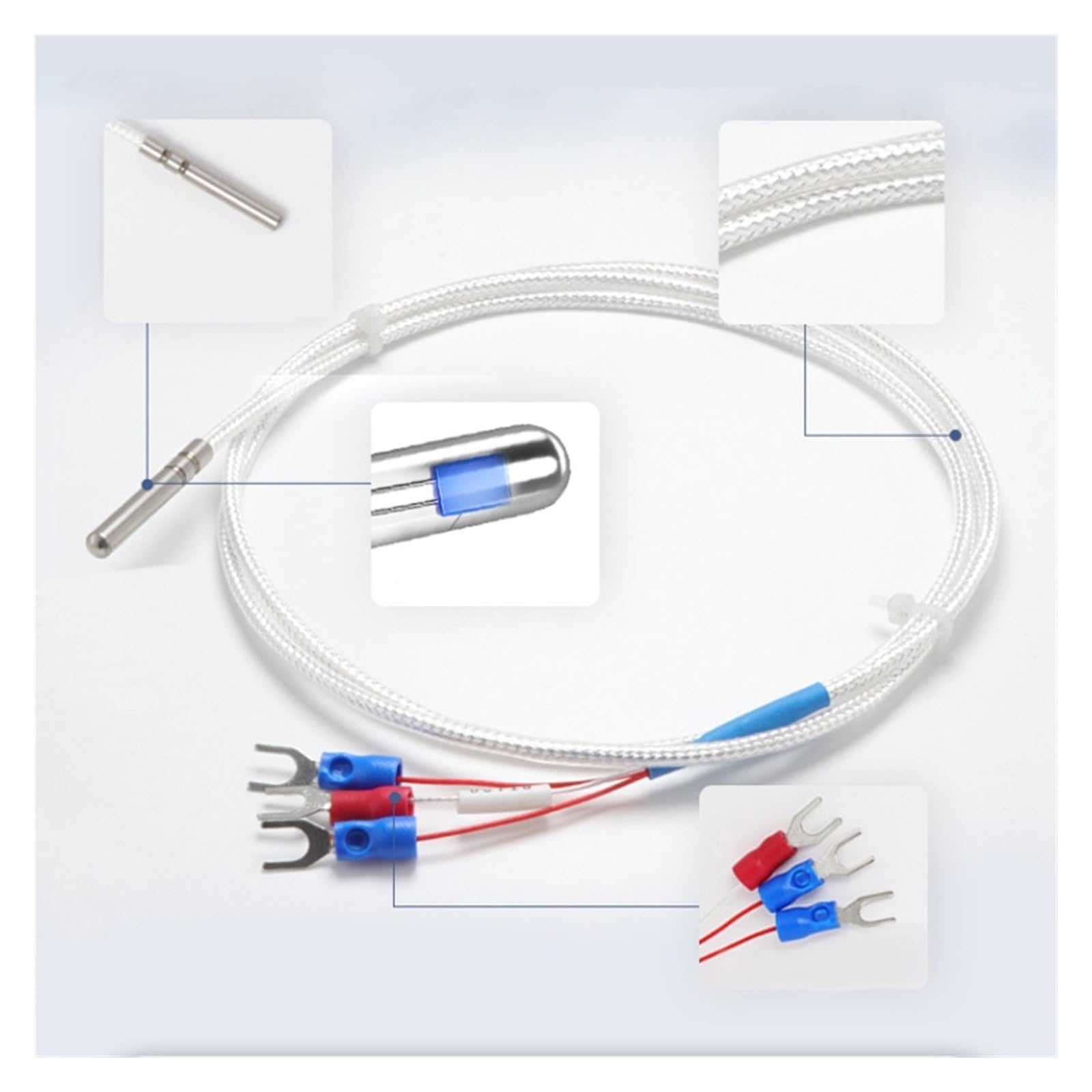 Termopar Con Sensor De Temperatura PT100 Acero Inoxidable Cable 0,5/1/2/3/4~10M Resistente Al Agua A Altas Temperaturas | PT100 Type 10M