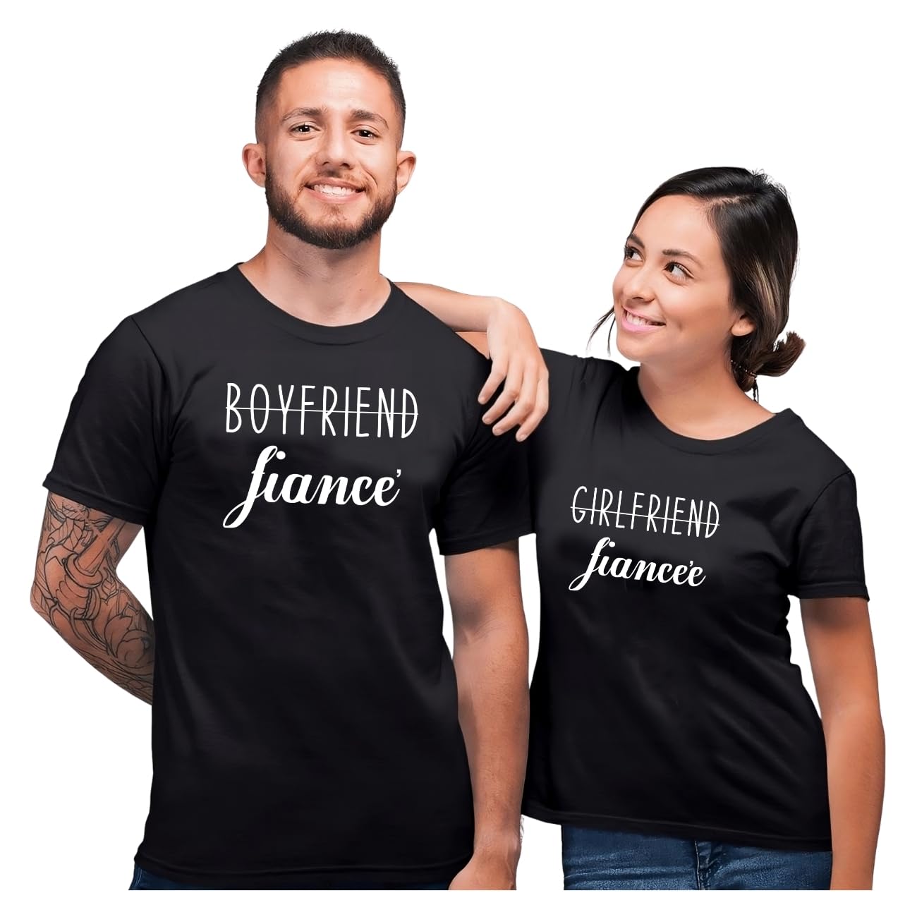 - Men & Women Couple Fiance & Fiancee Printed Tshirts|Boyfriend & Girlfriend, Husband & Wife Tshirts | Round Neck Half Sleeve Cotton Couple Tshirt