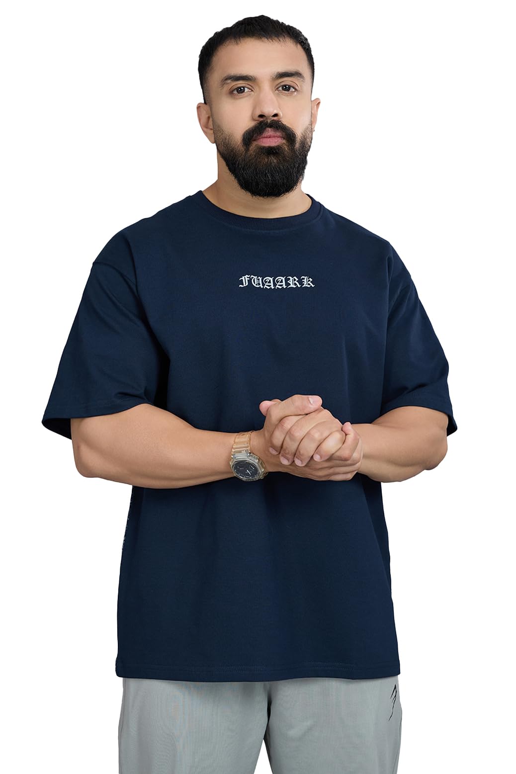 FUAARK Mens Sword 3/4 Sleeves Cotton Oversized Fit Printed Gym Workout & Casual T-Shirt-image-25