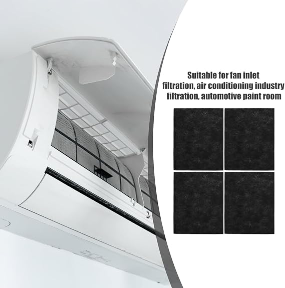 Mobestech 4 Pack Activated Carbon Filter Sheets for Air Conditioning and Air Vent Filters High Airflow Replacement for Improved Indoor Quality