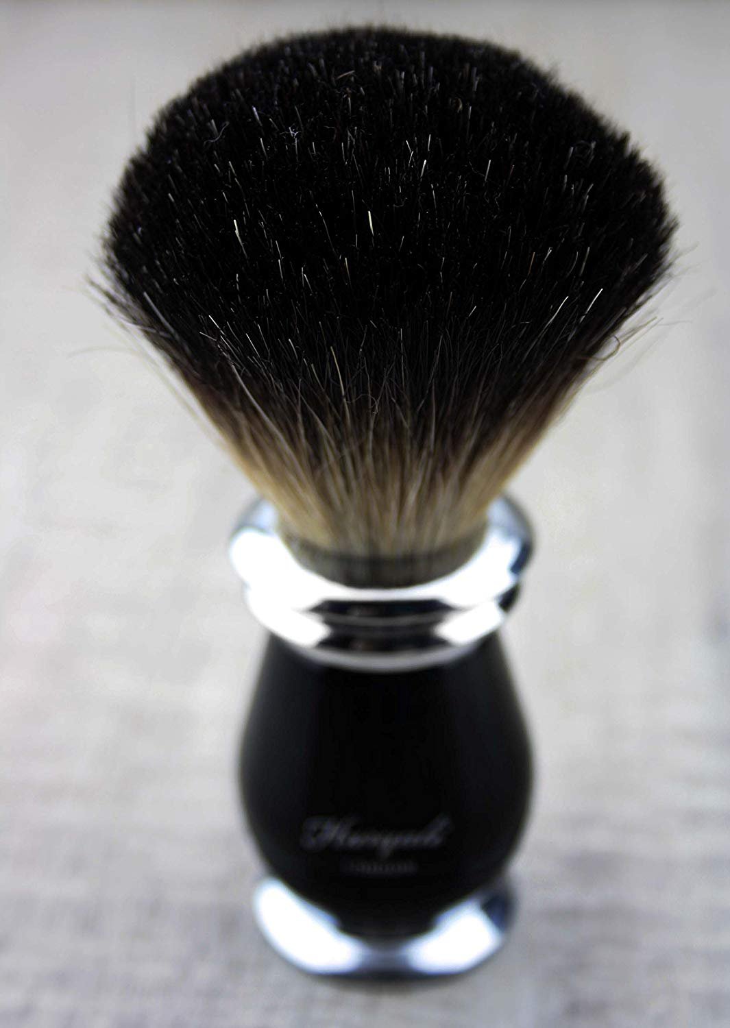Haryali London Black Luxury - Set di rasatura da uomo con rasoio da barba, pennello da barba, supporto per rasoio e matita per allume