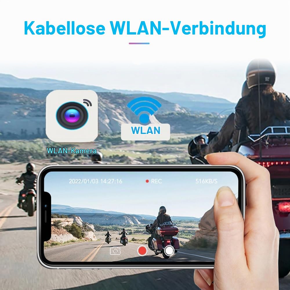 VSYSTO Motorrad-Dashcam, Duale 1080P-Front- und Rückfahrkamera 3-Zoll-IPS-Bildschirm 140 ° Weitwinkel WiFi-GPS-Ganzkörper-Wasserdichter mit Nachtsicht-Parküberwachung