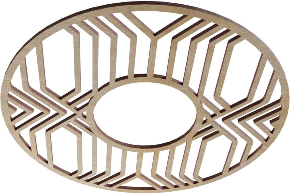Ekena Millwork 16"OD x 5 7/8"ID x 1/4"T Empire Wood Fretwork Pierced Ceiling Medallion, Birch