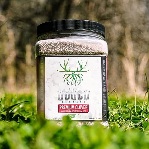 Miniatura 2 de Odoco - Semillas de trébol premium, 4 libras, semillas de trébol carmesí, semillas de trébol blanco, semillas de parcela de alimentos para ciervos,