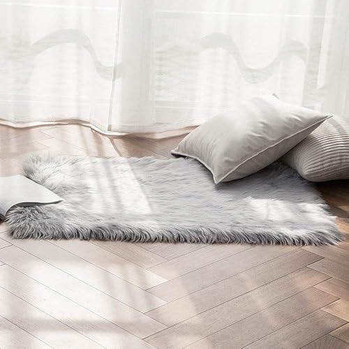 Miniatura 8 de MIULEE - Alfombra de piel sintética decorativa de lujo, muy suave, peluda, para poner al lado de la cama, sofá, suelo y habitación del bebé