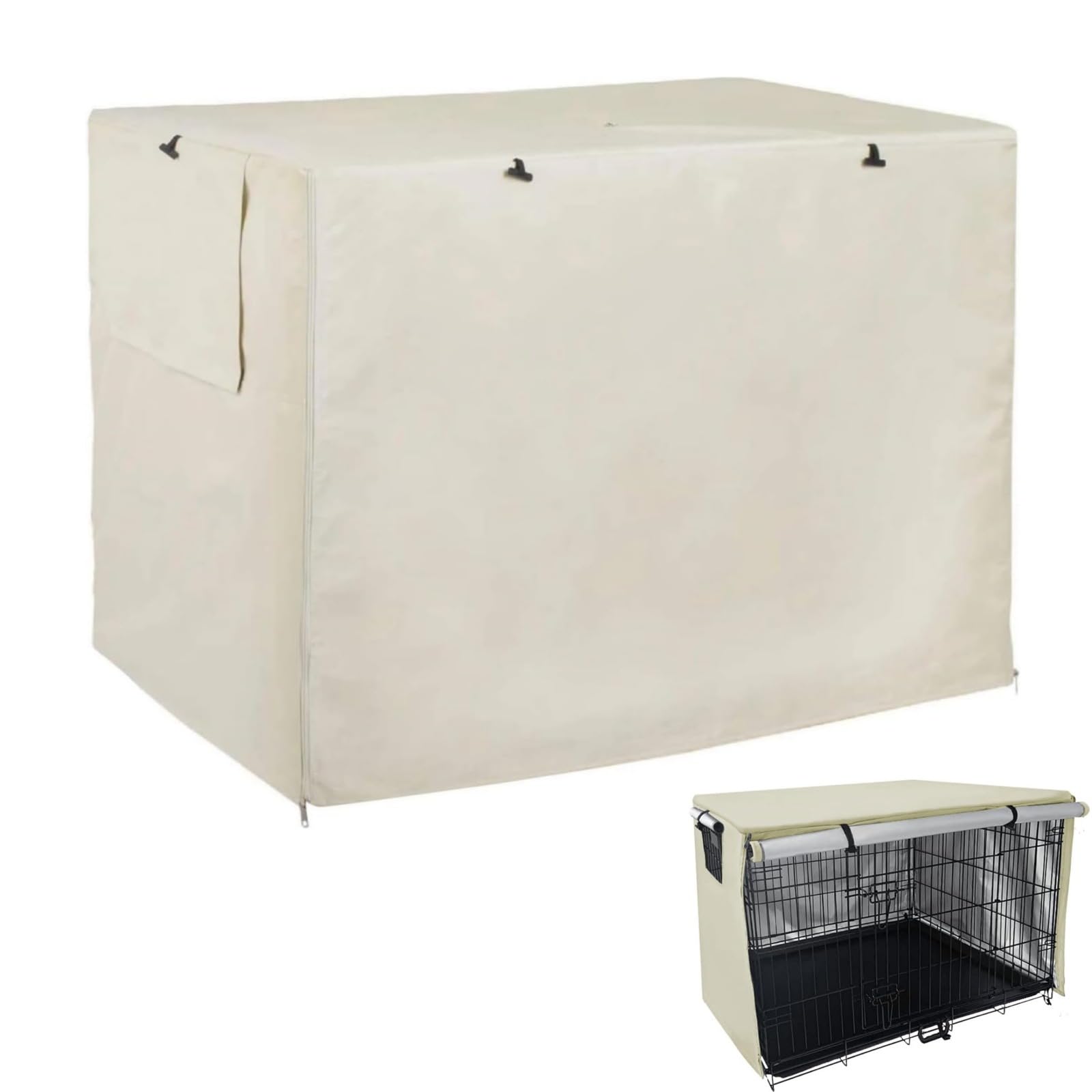Genérico Funda para Jaula de Perros, Tela Oxford 210D Impermeable, Resistente al Viento y Polvo - Cubierta Transpirable con Ventana, Protección Solar para Exteriores (79(L) x50.8(W) x53(H) cm)