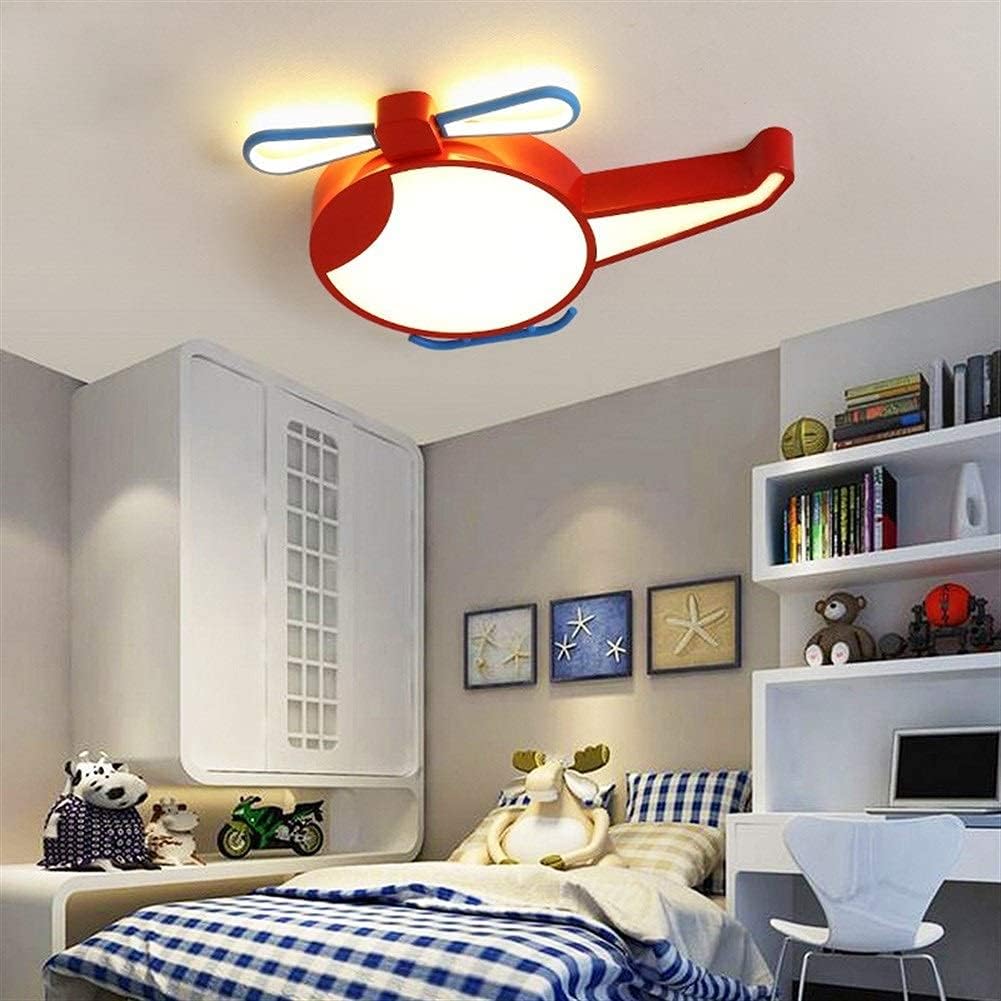 LED Dimming with Remote Control Ceiling Lamps, Fashion Boy Girl Acrylic Aircraft Lighting Iron Chandeliers Nursery Aisle Pendant Light (Color : Red)