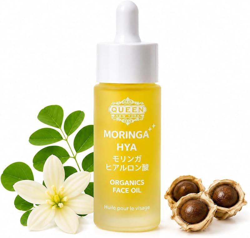 QUEEN MORINGA HYA Óleo facial de moringa com ácido hialurônico, sem fragrância, 30 mL