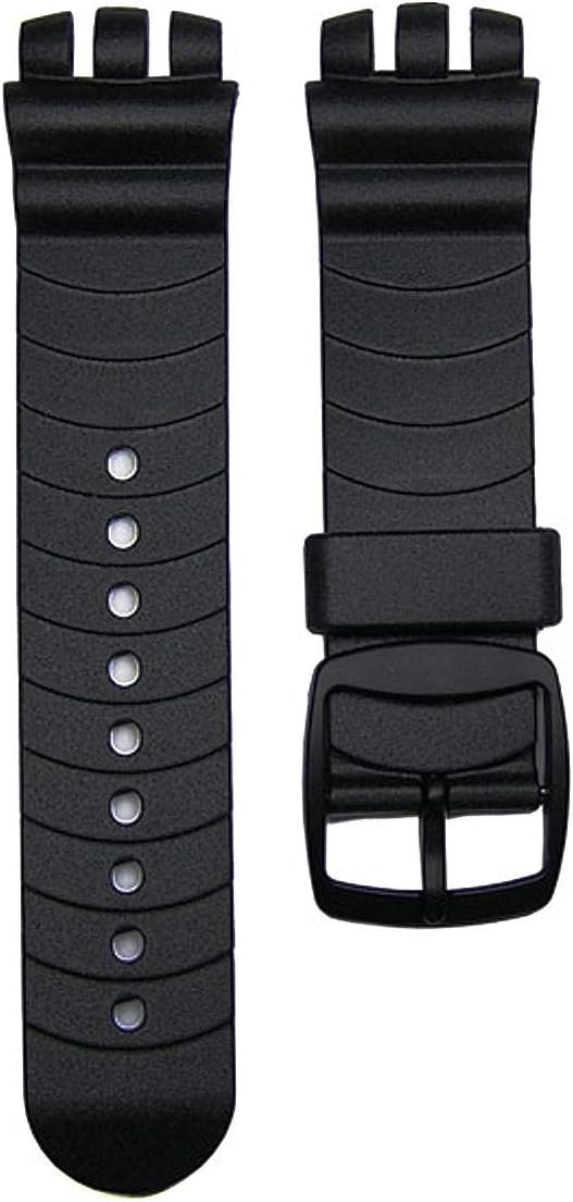 21mm Black Resin Replacement Watch Band Compatible with Swatch Irony Nabab & Irony Scuba 200 Watch