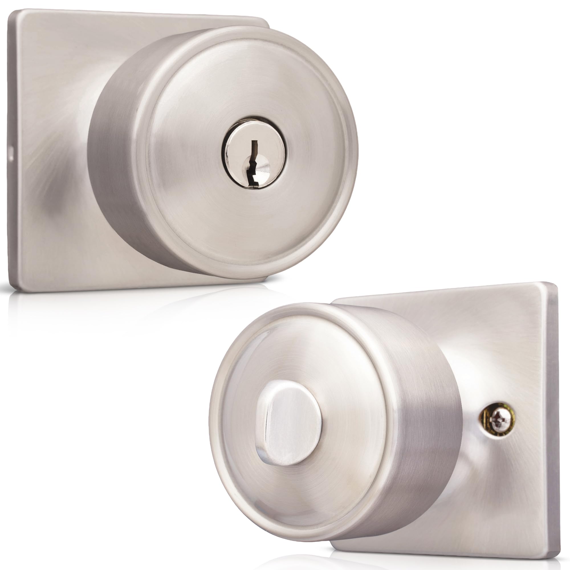 Bouton de porte avec serrure Honeywell en nickel satiné pour entrée et chambre