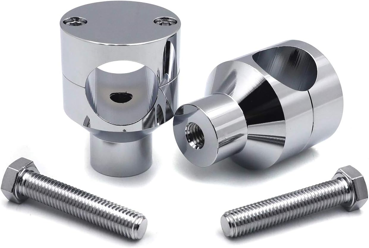 Motor Shorty ROUND 1.25 Handlebar Riser Compatible With Most Motorcycle with 1.25 31.25mm bar diameter [PN: MT030-007-1.25-CD], Chrome