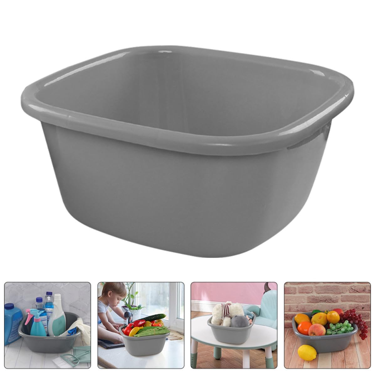 SOLUSTRE Thickened Plastic Wash Basin for Feet and Face, Rectangular Pp Basin with Antislip Bottom and Generous Capacity, Stable Multifunctional Design for Pedicure and Kitchen Use