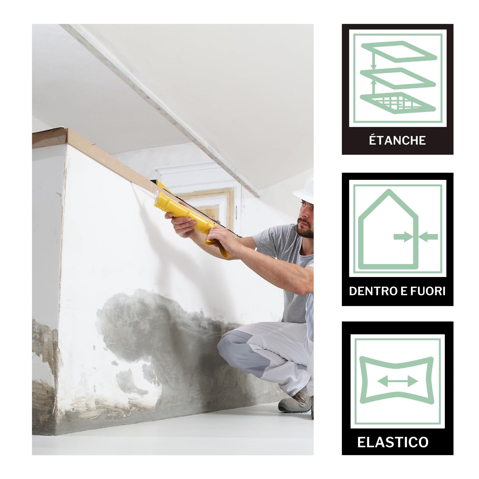 12 x dubaust BAS24 sigillante siliconico da costruzione in silicone neutro per finestre Interno/esterno resistente alle intemperie altamente elastico, cartuccia da 310 ml (trasparente)