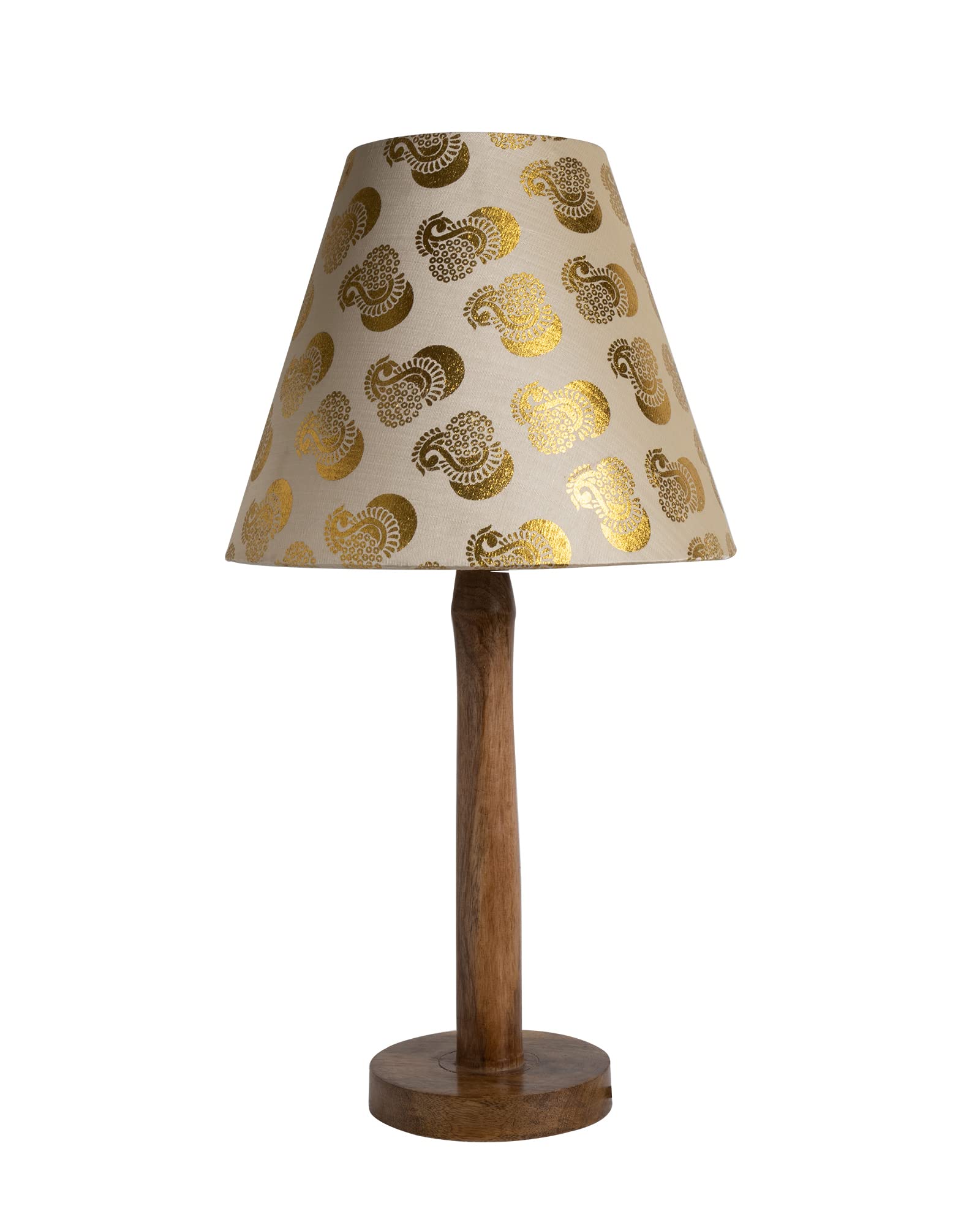 Homesake Modern Stick Table Incandescent Lamp, Wooden Base Modern Fabric Lampshade For Home Office Cafe Restaurant, Nordic (Peacock) - Image 2 thumbnail