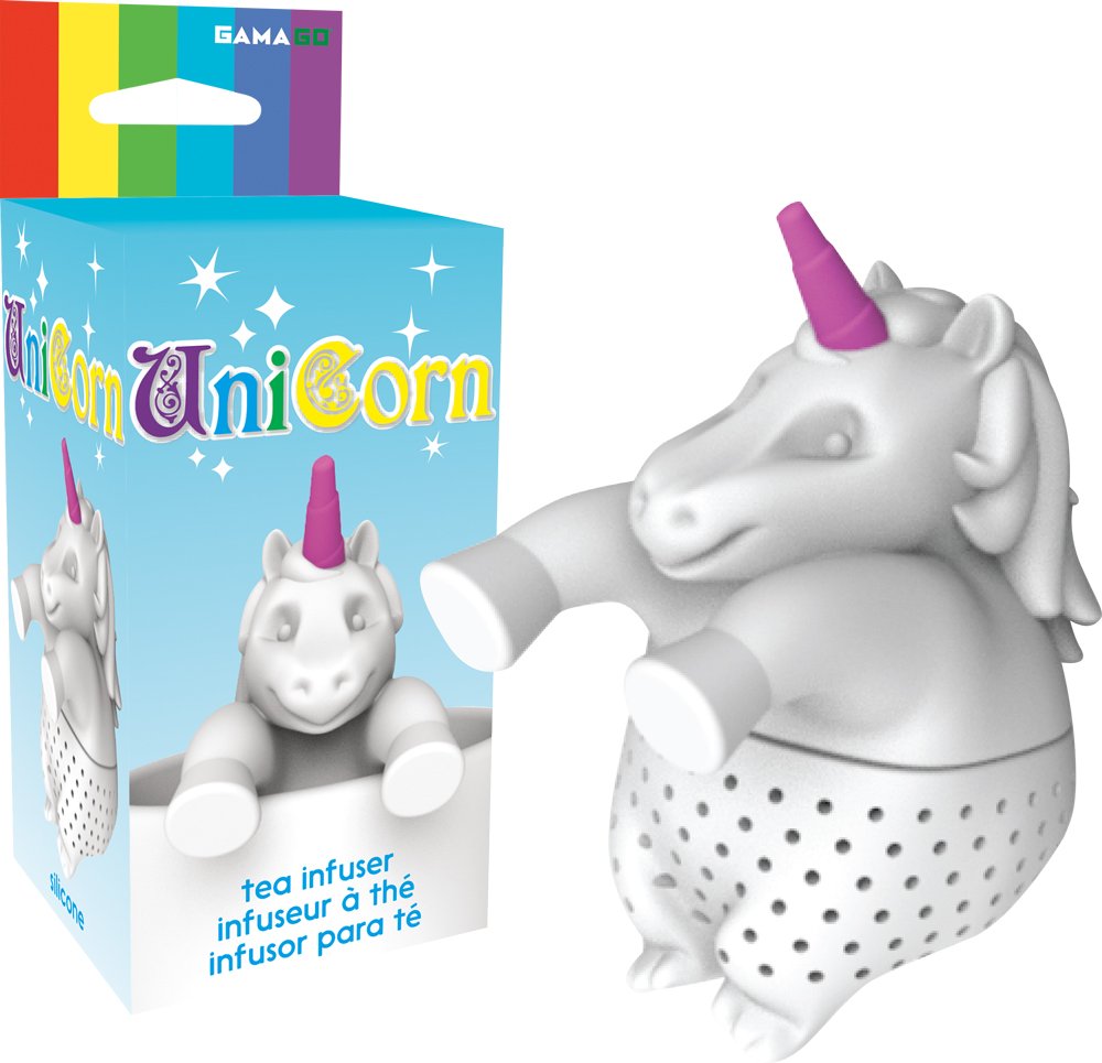 Unicorn Tea Infuser - 100% Silicone Non-Toxic Resusable Loose Tea Steeper - Cute and Funny Gift Tea Leaf Strainer - Tea Diffuser Microwave and Dishwasher Safe for Kitchen Home Office
