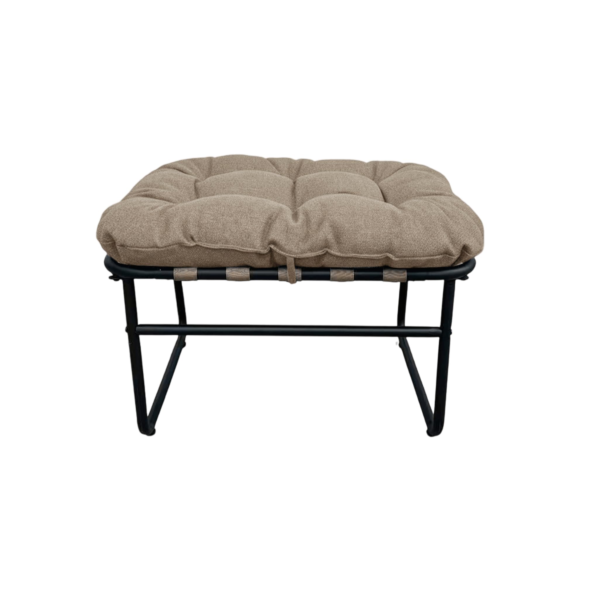 Rebecca Mobili Gepolsterter Fußhocker, Hellbraun, Stahl und Polyester, Modern - Maße HxBxT: 45 x 63 x 47 cm - Art. RE7307