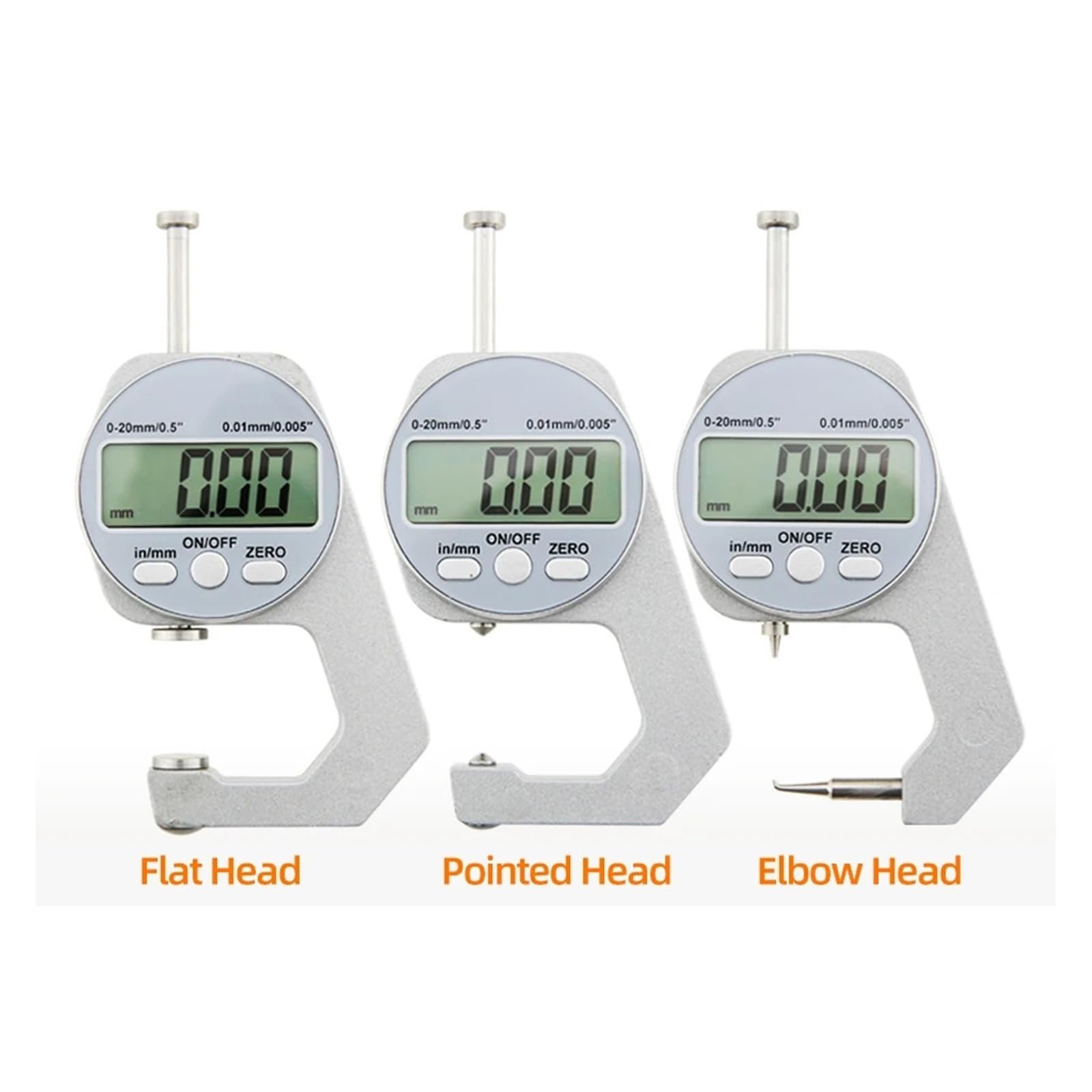 Medidor de espesor con pantalla digital, micrómetro electrónico LCD de aleación de zinc, herramientas métricas de medición de espesor de pared de 0-10/20 mm Alta Sensibilidad(0-20mm B Thickness)
