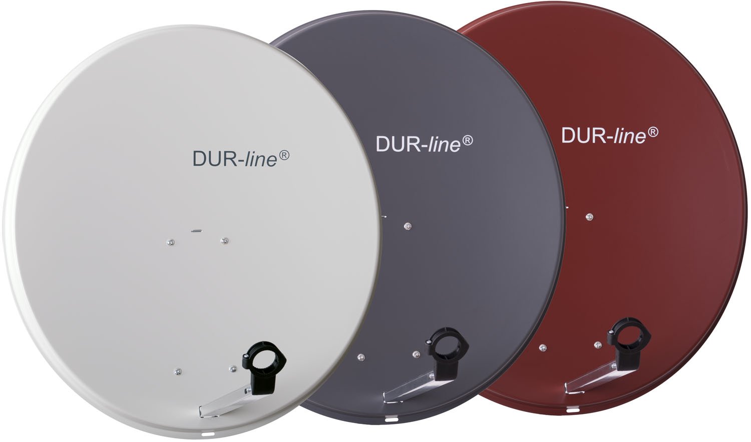 DUR-line MDA 80cm Anthrazit Aluminium Satellitenschüssel mit LNB Feedhalterung Sat Antenne Digital Camping Astra 19,2° DVB-S/S2 Full HD 4K