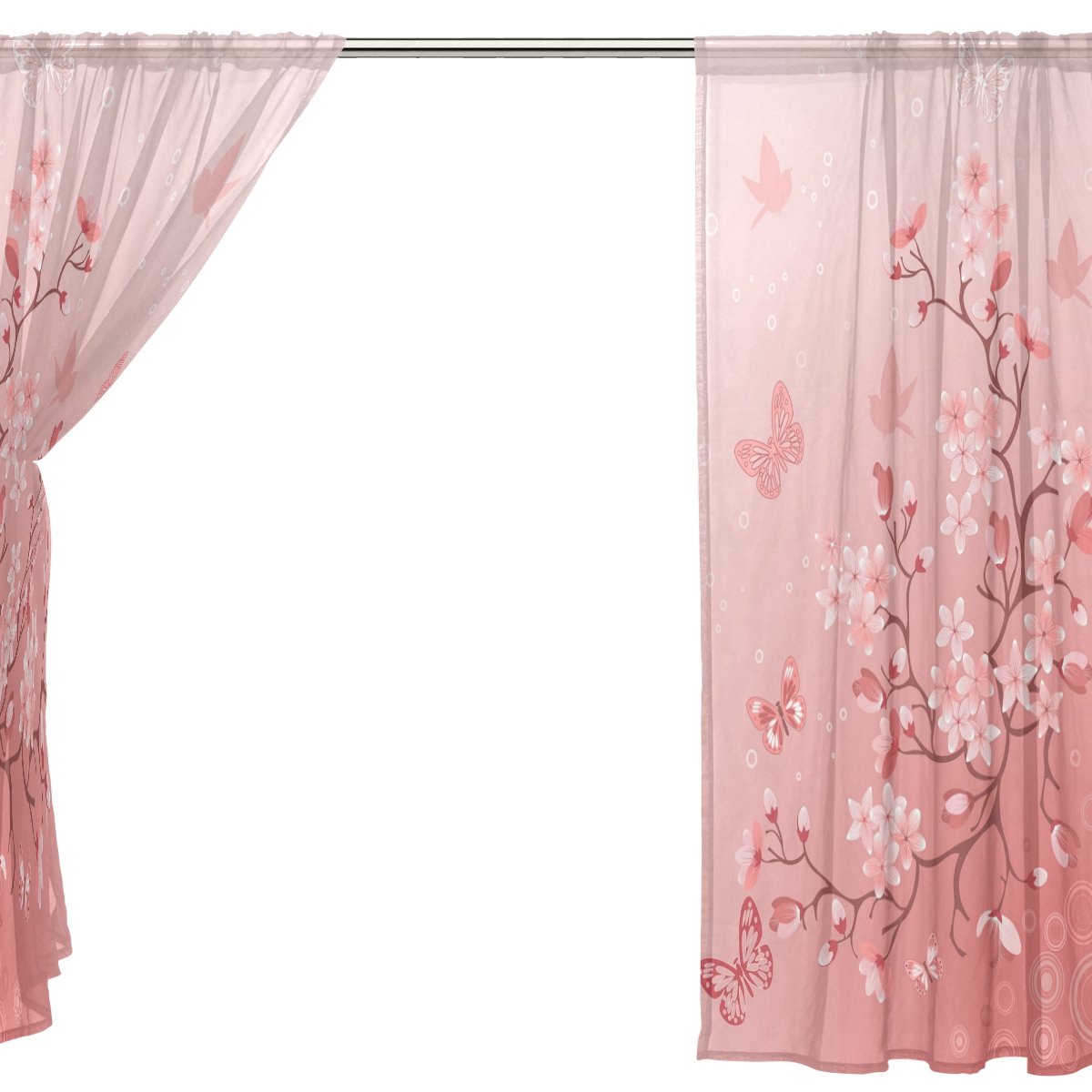 Amazon.co.jp: VAWA カーテンレース 断熱 おしゃれ 遮光 桜 花柄