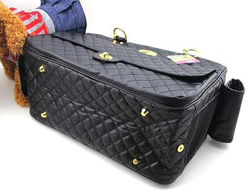 Miniatura 7 de Nuevo bolso de perro para perro, bolso de mano para mascotas, con asas de doble cadena, color negro