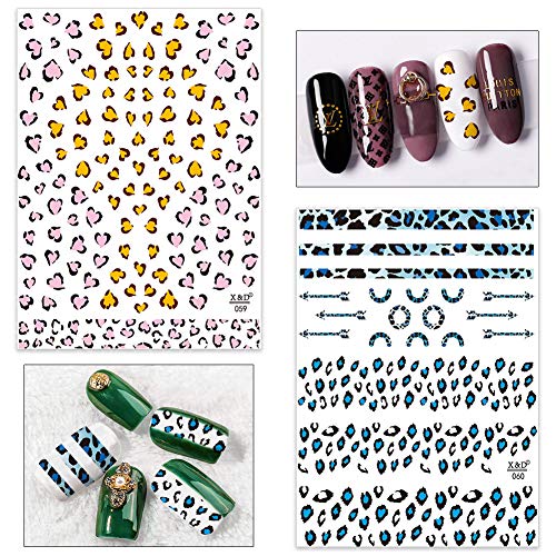 9 Blatt Leopardenmuster Nagelsticker, 1300+ PCS Nail Art Sticker Sexy Tierdrucke Nagel Aufkleber Selbstklebend… – Bild 6