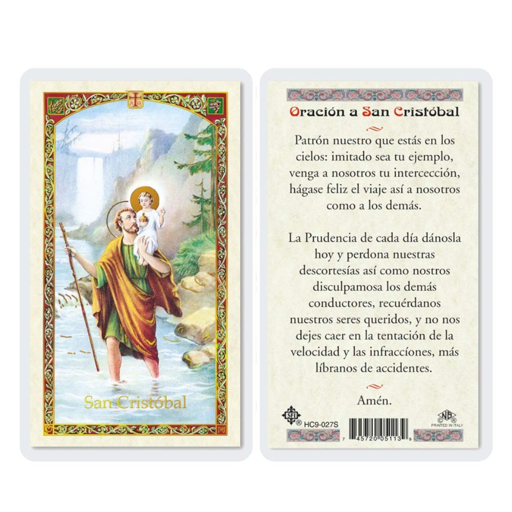Saint Francis Imports Holy Prayer Cards for The Prayer to San Cristobal in Spanish