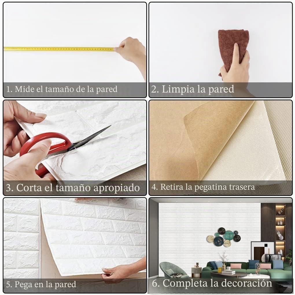 Arthome Ladrillo Papel Pintado Pared 10 Pack Cubre 58 pies cuadrados, Papel Pintado Autoadhesivo Adesivos Paredes Decoración para sala de estar, dormitorio, lavandería, cocina, chimenea