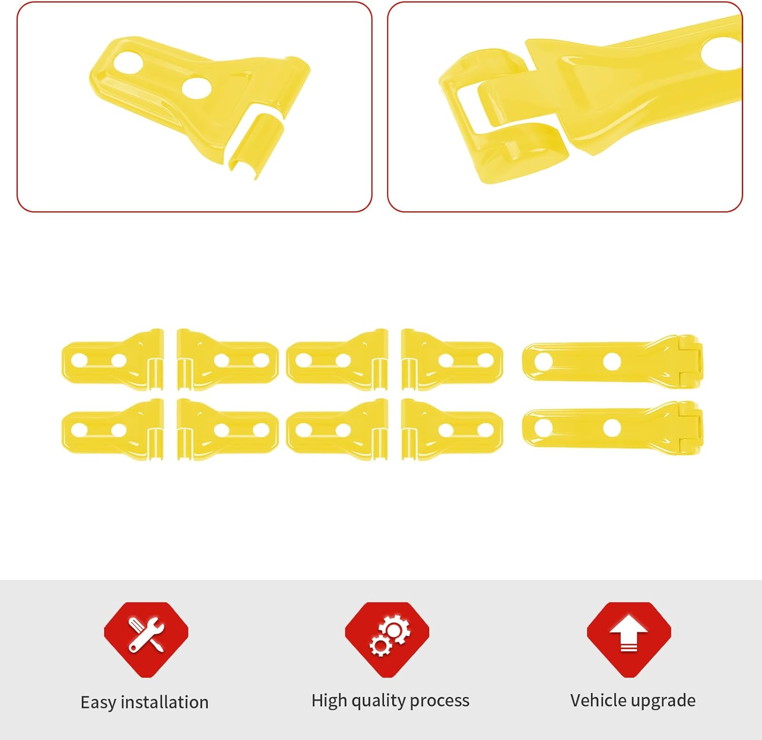 Jimen Fit for Jeep Wrangler JLU 4 Door 2018-2024, 20PCS Door Hinge & Tailgate Hinge Cover Exterior Trim Accessories (Yellow)
