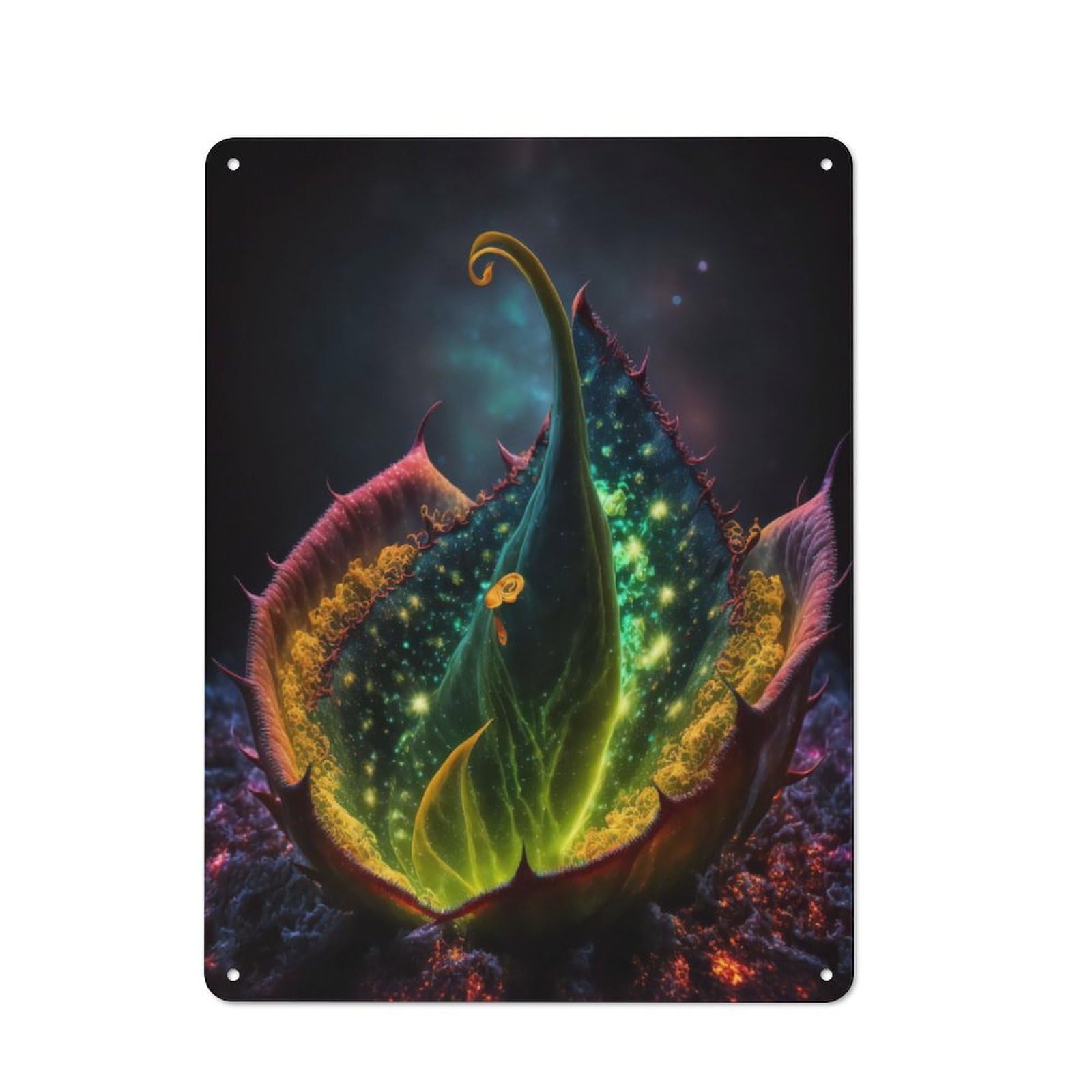 Junmoney Cosmic Carnivore Succulent Vintage Metal Plaque 40X30cm Featuring For Pub Or Café, Suited To Café Interior Fans