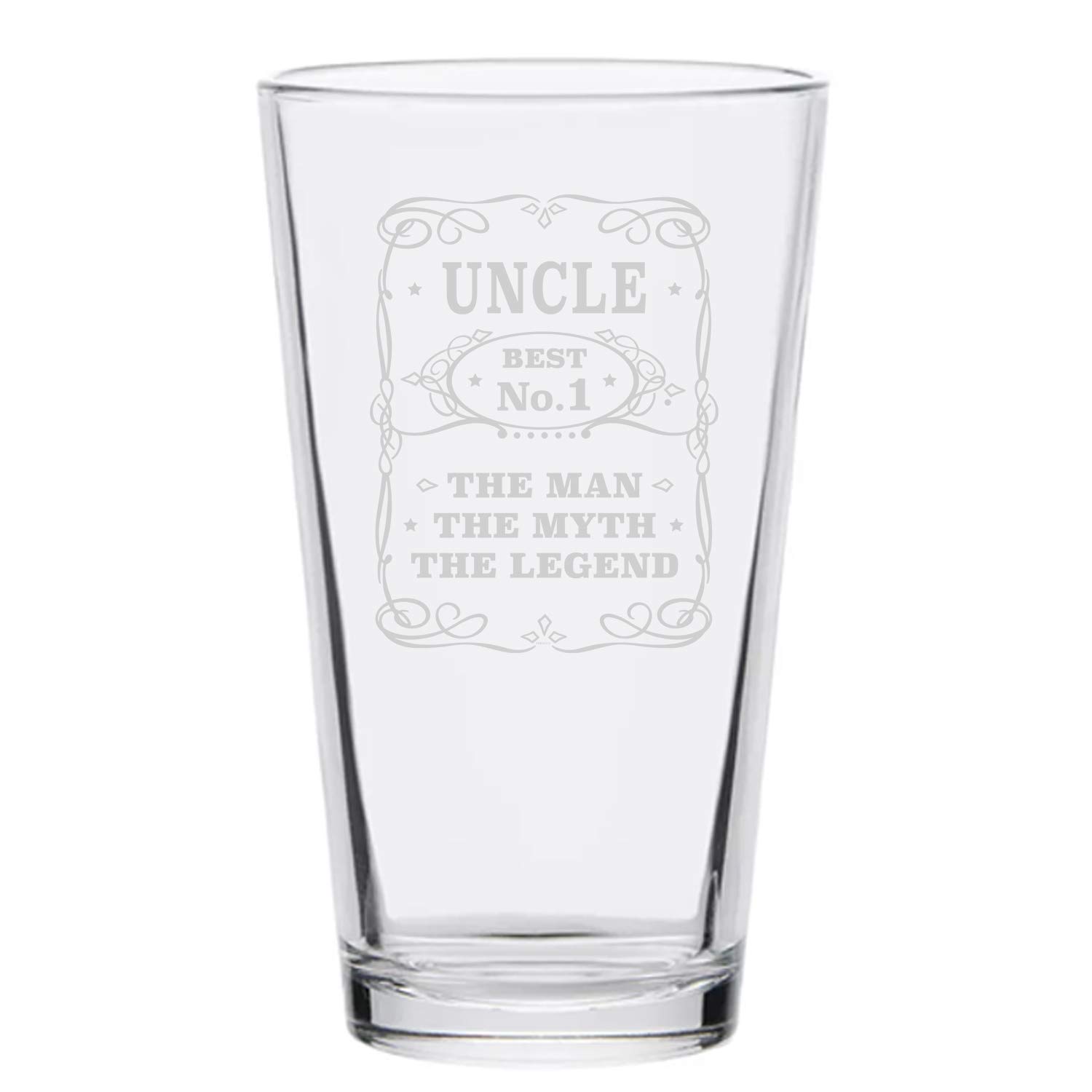 Veracco Best No.1 Uncle The Man The Myth The Legend Funny Birthday Gift Fathers Day For Dad Grandpa Stepdad Pint Beer Glass (Clear, Glass)