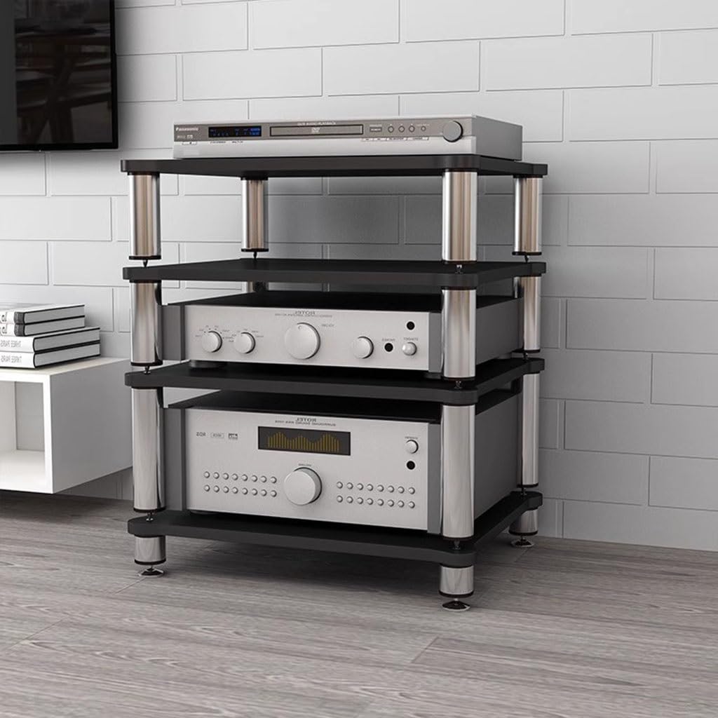 Rack HiFi 4 Livelli Regolabile in Altezza Supporto TV AV per Amplificatore Altoparlanti Giradischi